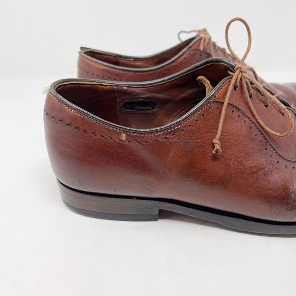 Allen Edmonds Mens 10.5 Brown Leather Vernon Cap Toe Oxford Lace Up Dress Shoes main image 8